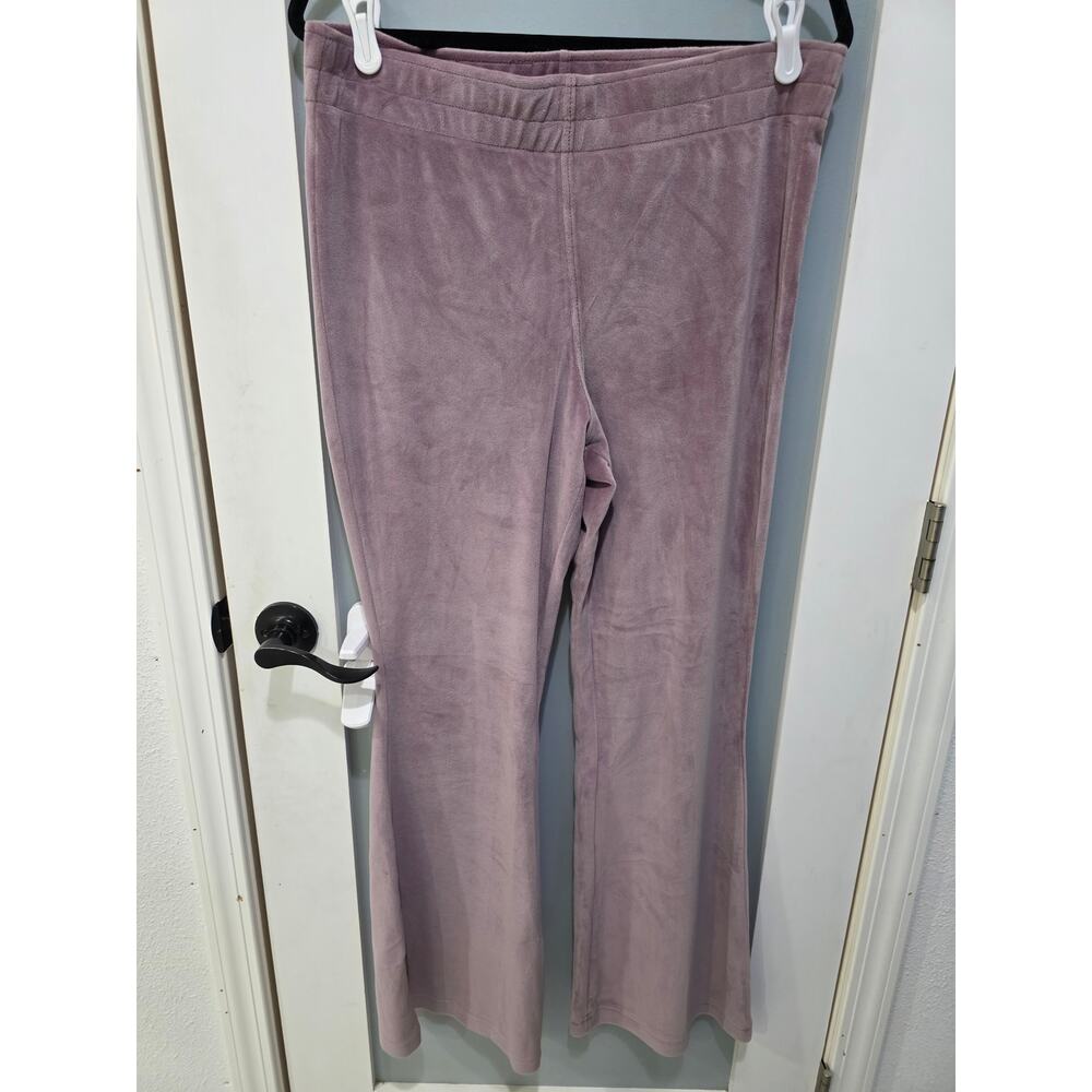 Avia Pants L Lavender Velour Yoga Lounge 12-14 Stretch Soft